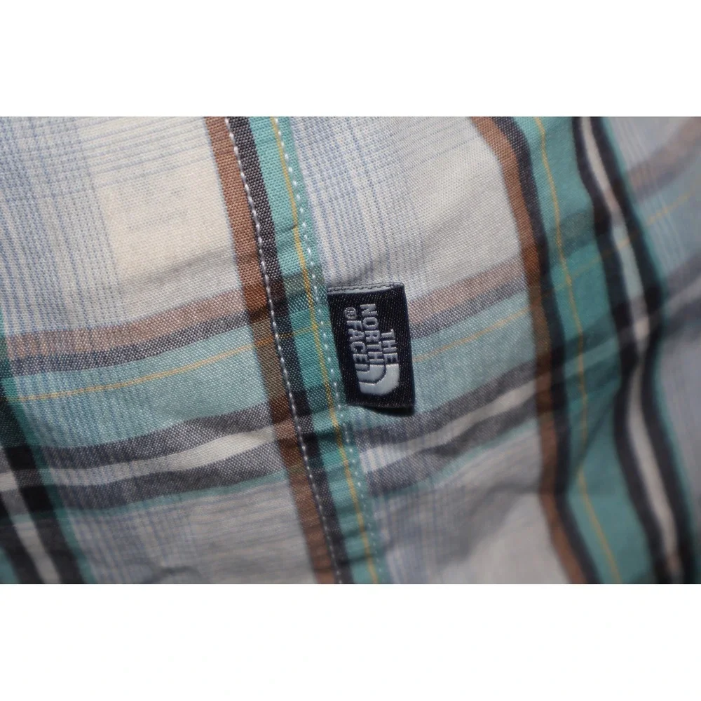 The North Face Button Down Dress Shirt Mens Large Plaid Outdoor Cotton Polyester